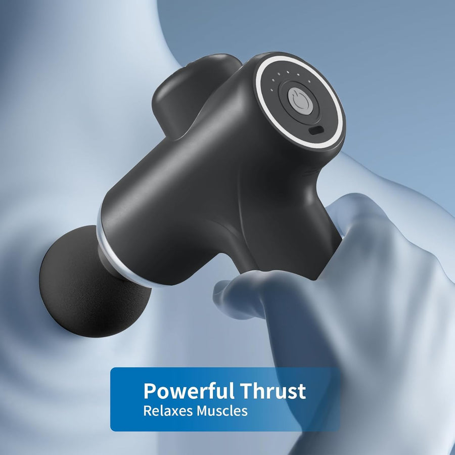 Portable Muscle Massage Gun with 4 Massage Heads, 6 Speeds Percussion Body Back Massager for Athletes Muscle