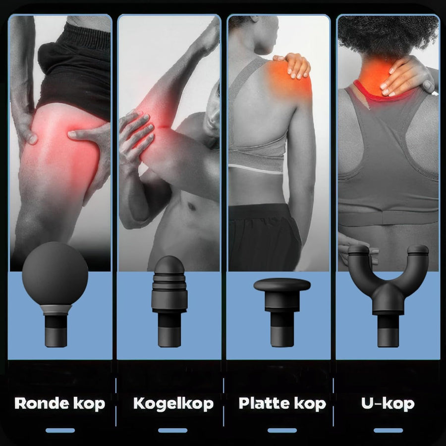 Portable Muscle Massage Gun with 4 Massage Heads, 6 Speeds Percussion Body Back Massager for Athletes Muscle