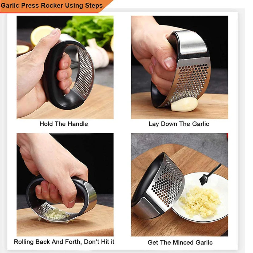 Stainless Steel Garlic Press (Pack OF 2)