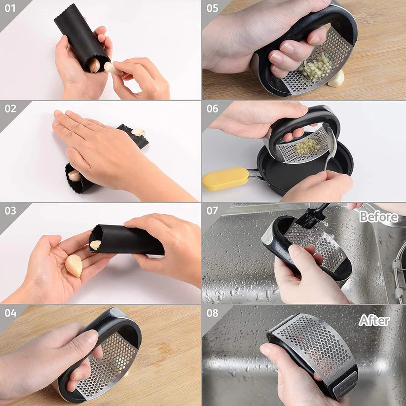 Stainless Steel Garlic Press (Pack OF 2)